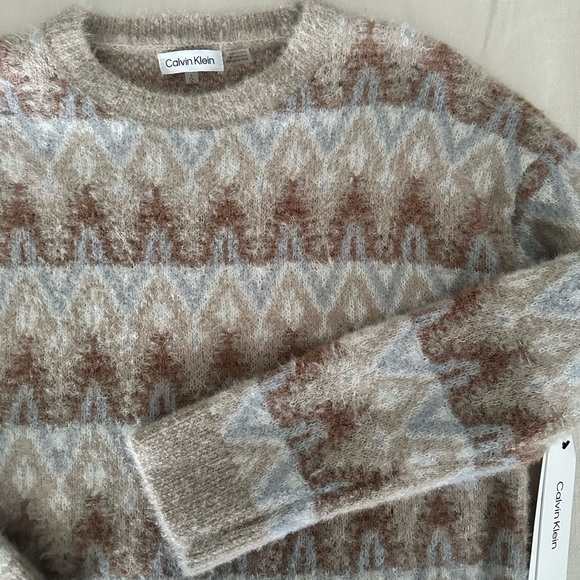 Calvin Klein Women’s Fair Isle Eyelash Long Sleeve Crewneck Sweater Size Small - Picture 2 of 8